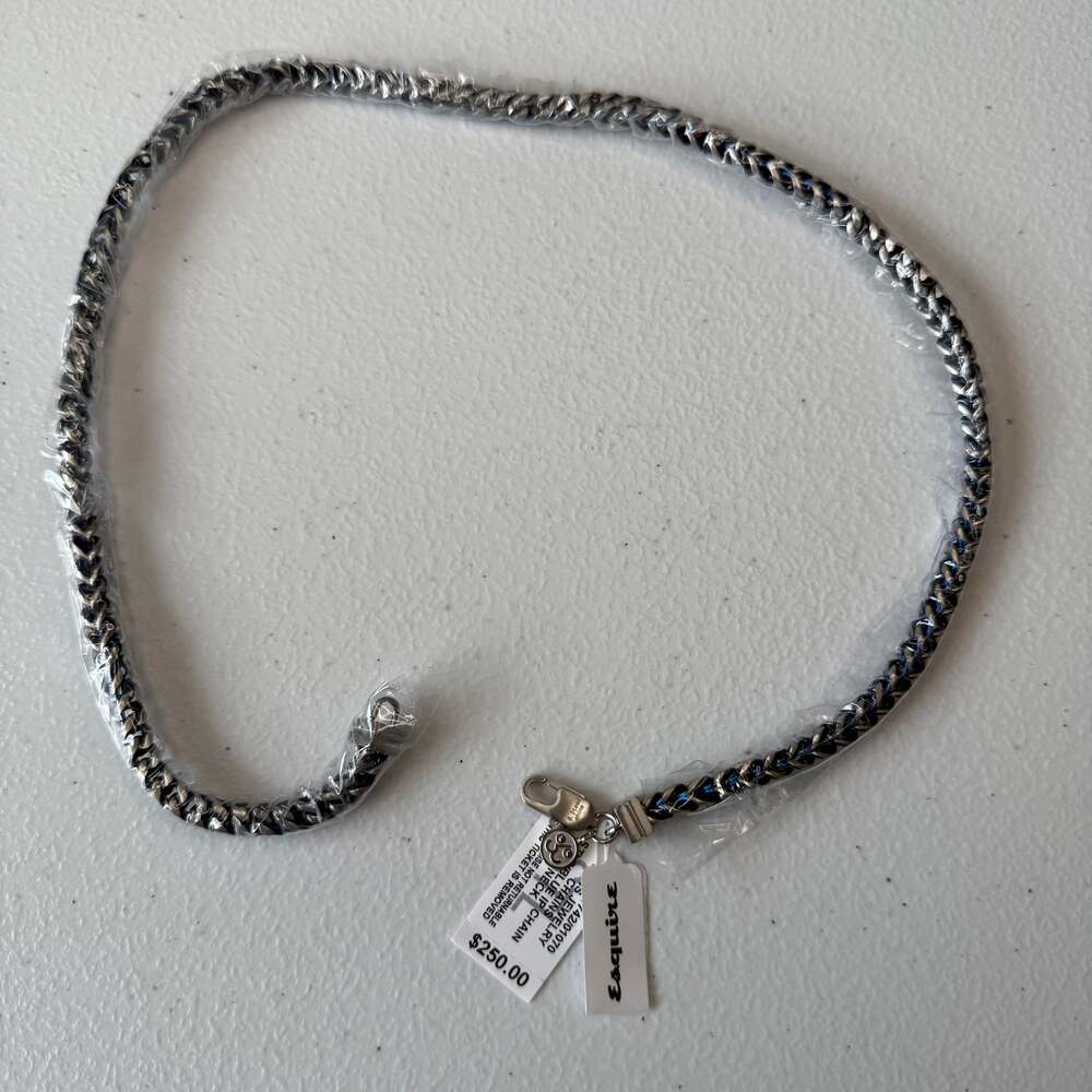 Esquire Men's Jewelry Foxtail 22” Chain Necklace in Stainless Steel - Picture 2 of 4